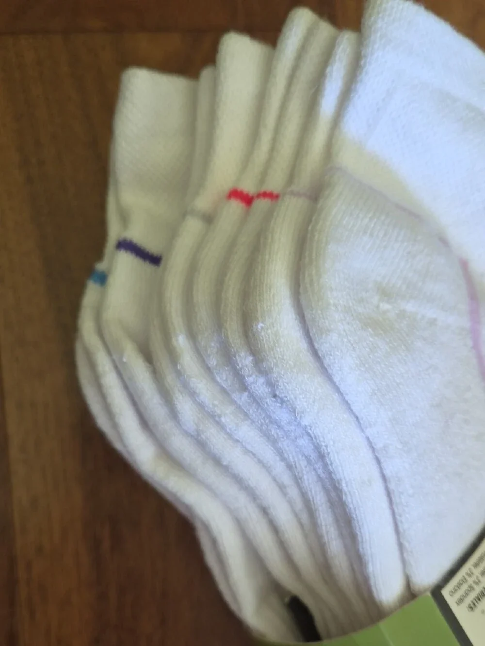 Fruit of the Loom White Ankle Athletic Socks with Pink & Blue Accents - 7 Pack